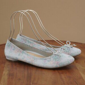Q3-2 Vionic Callisto Womens Ballet Flats Blue Floral Leather Slip On Shoes Sz 9